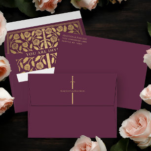 Enveloppe Épée dorée mauve Mariage royal Fantastique