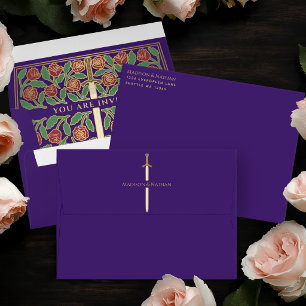 Enveloppe Épée Fleurie Royale Médiévale Or Mariage