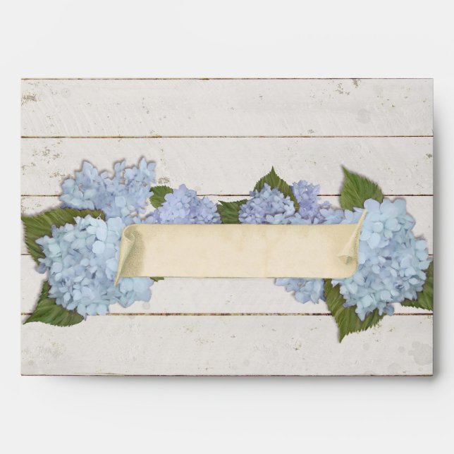 Enveloppe Épouser l'hortensia nuptiale en bois de Shiplap de (Devant)