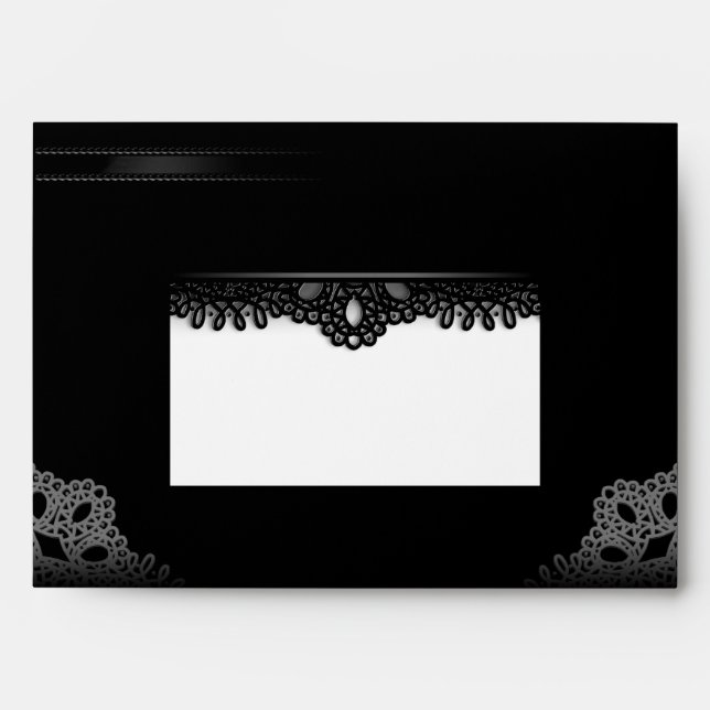 Enveloppe Épouser noir et blanc de Halloween de dentelle de (Devant)