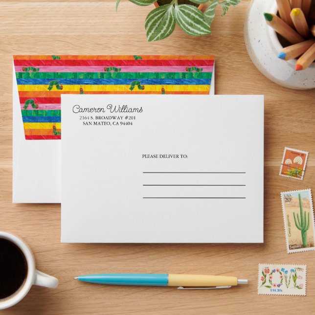 Enveloppe Eric Carle | Caterpillar Rainbow Stripe Motif (Desk)
