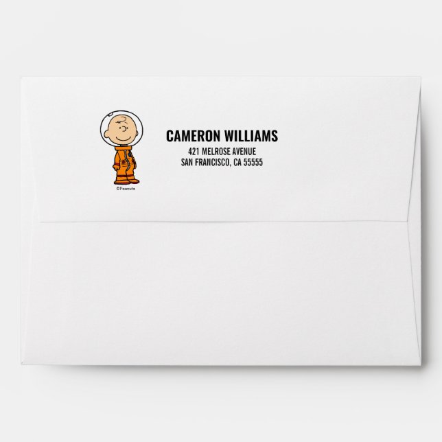 Enveloppe ESPACE | Charlie Astronaut Brown (Dos (Haut rabat))