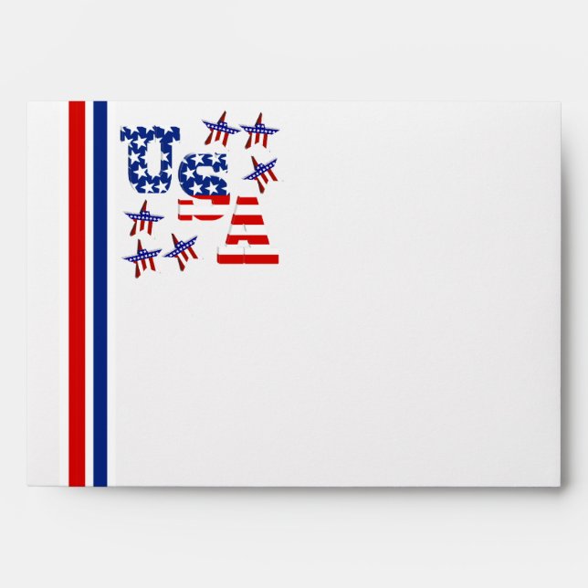 Enveloppe États-Unis - texte de drapeau américain avec bordu (Devant)