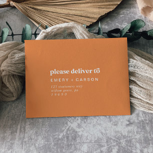 Enveloppe Été rétro   Orange Auto-Adressé RSVP