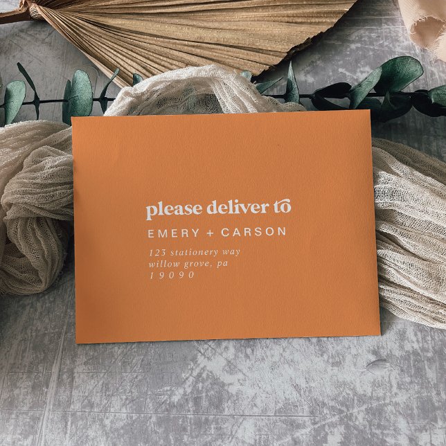 Enveloppe Été rétro | Orange Auto-Adressé RSVP (Créateur téléchargé)