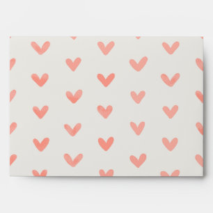 Enveloppe Été Rose Rose Love Coeurs Motif Offwhite