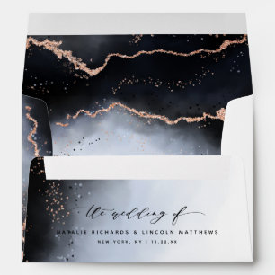 Enveloppe Ethereal Mist Ombre Navy Mariage d'aquarelle bleu