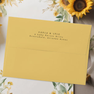 Enveloppe Étiquette de retour de mariage jaune tournesol mod