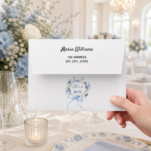Enveloppe Étiquette de retour pour une baby shower garçon av
