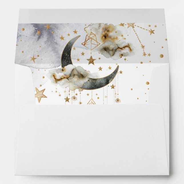 Enveloppe Étoiles célestes de lune d'or (Dos (Bas))