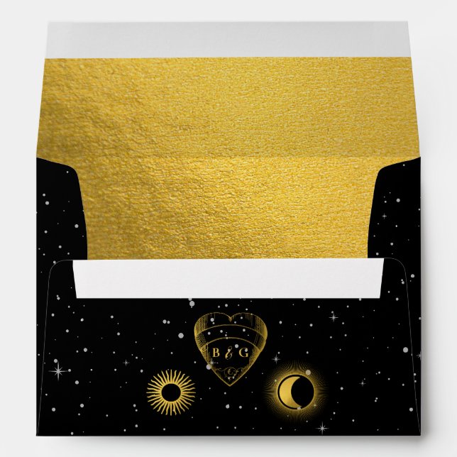 Enveloppe Étoiles célestes Lune 5x7 Faire-part de mariage (Dos (Bas))