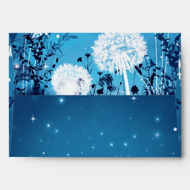 Enveloppe Etoiles de nuit enchantées & Mariage bleu feuillag (Dos (Haut rabat))