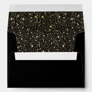 Enveloppe Étoiles de nuit Noir et Or
