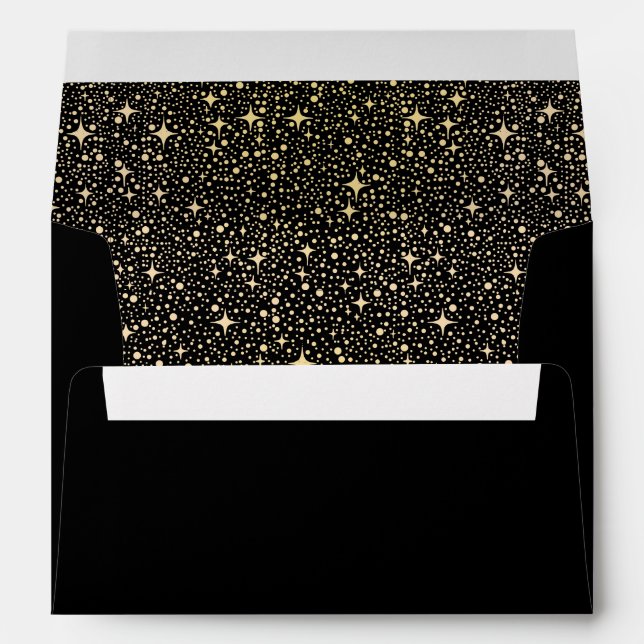 Enveloppe Étoiles de nuit Noir et Or (Dos (Bas))