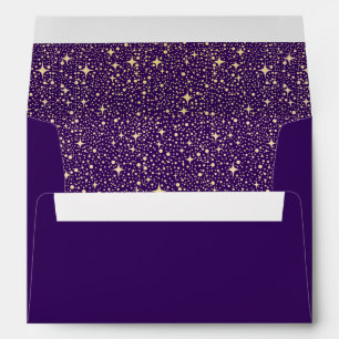 Enveloppe Étoiles de nuit violet et or