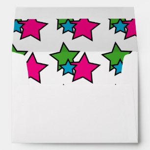 Enveloppe Étoiles Néon Rose Bleu Vert Rétro 80s