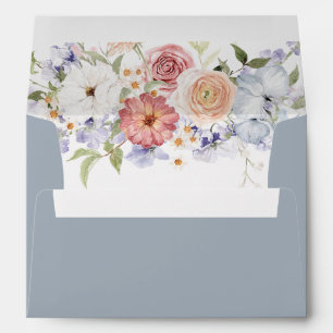 Enveloppe Etonnante aquarelle florale Dusty Blue Mariage