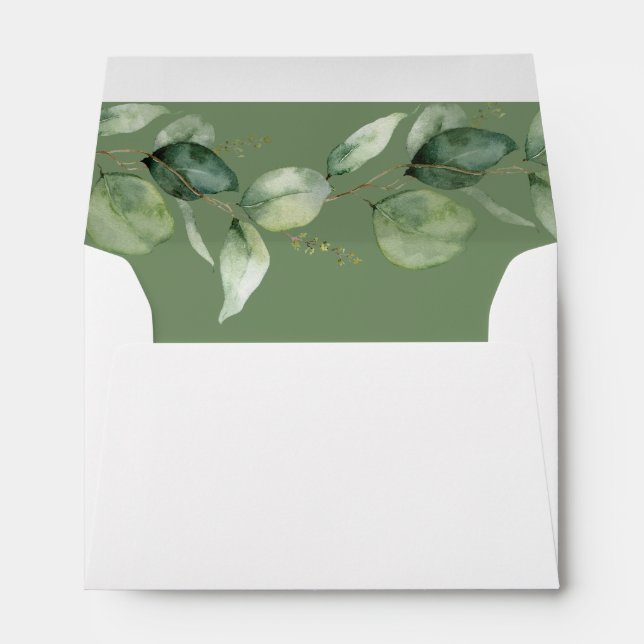 Enveloppe Eucalyptus Botanical Greenery Adresse de retour (Dos (Bas))