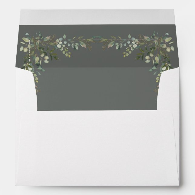Enveloppe Eucalyptus Botanique Sage Mariage vert (Dos (Bas))