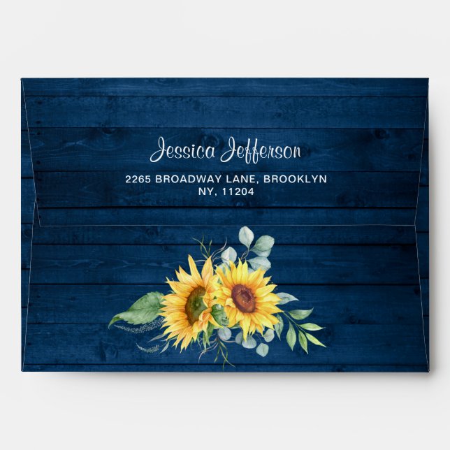 Enveloppe Eucalyptus de tournesol aquarelle pour carte 5x7 E (Dos (Haut rabat))
