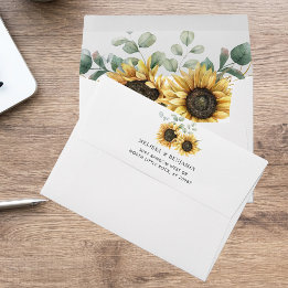 Enveloppe Eucalyptus de tournesol Floral Élégant