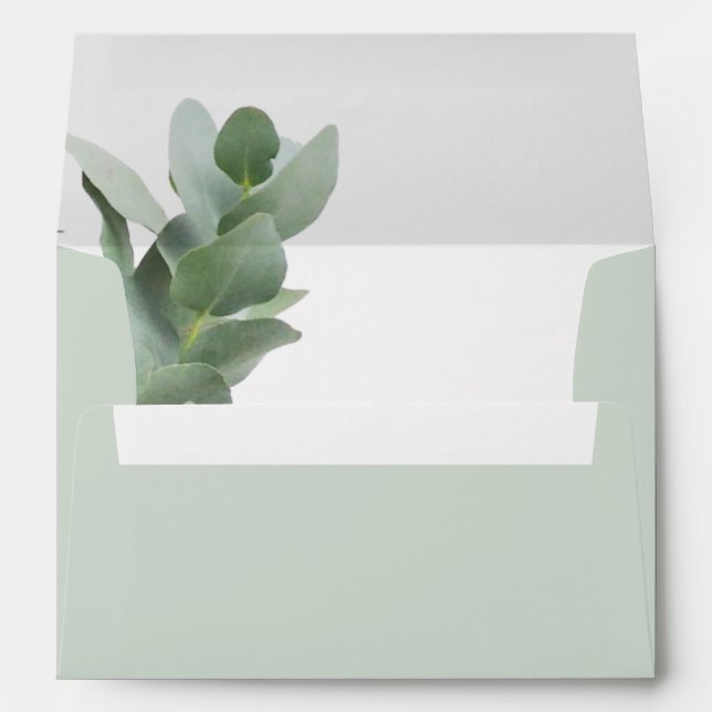 Enveloppe Eucalyptus en argent 5x7 Faire-part de mariage (Dos (Bas))