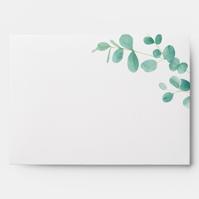 Enveloppe Eucalyptus Feuille Aquarelle Flore Vert (Devant)