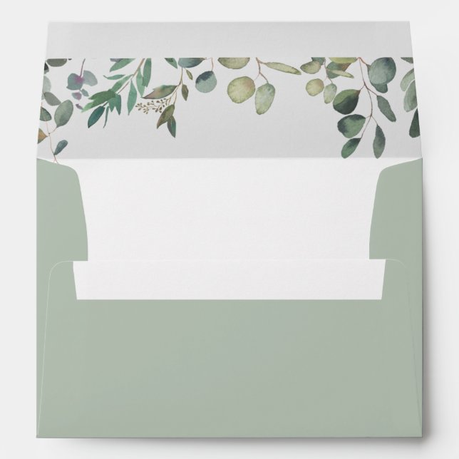 Enveloppe Eucalyptus Foliage délice Faire-part de mariage (Dos (Bas))