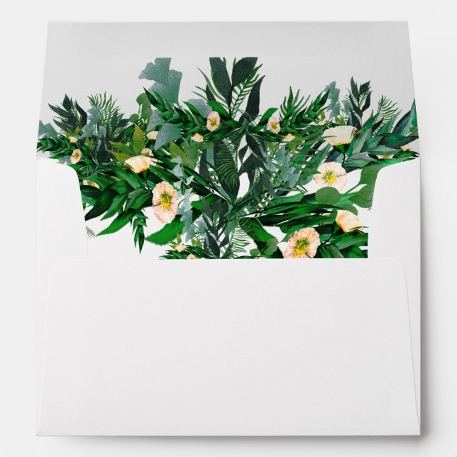 Enveloppe Eucalyptus Foliage vert rustique Mariage blanc (Dos (Bas))