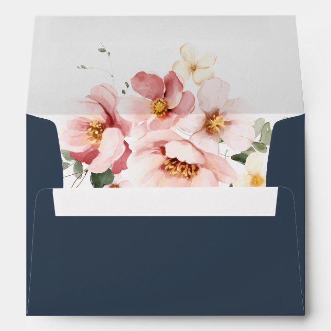 Enveloppe Eucalyptus Garden Rose Floral Faire-part de mariag (Dos (Bas))
