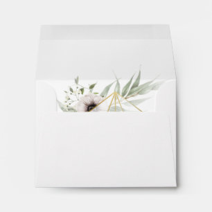 Enveloppe Eucalyptus Gold Géométrique Autoadressés RSVP