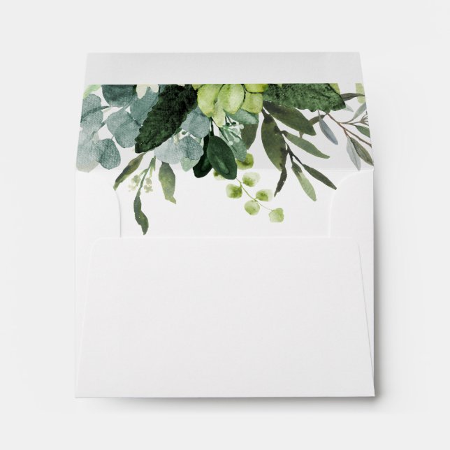 Enveloppe Eucalyptus Green Foliage Adresse pré-imprimée RSVP (Dos (Bas))