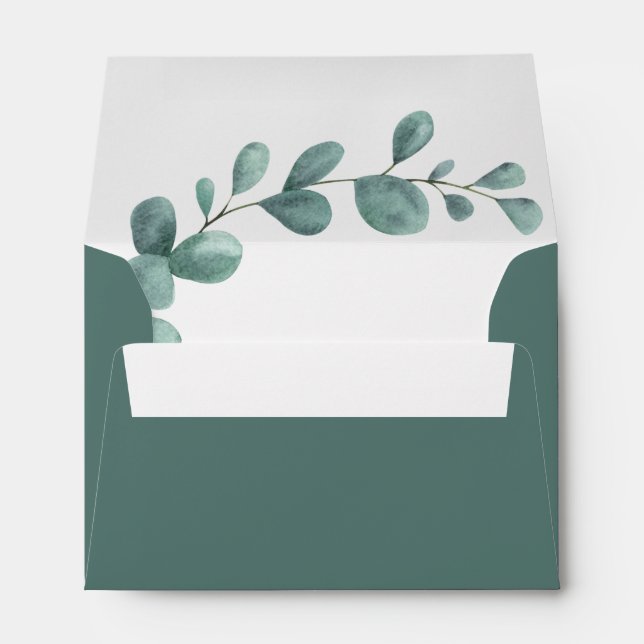 Enveloppe Eucalyptus Green Return Adresse Mariage (Dos (Bas))