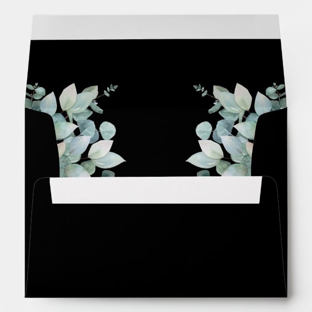 Enveloppe Eucalyptus Mariage noir (Dos (Bas))