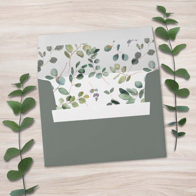 Enveloppe Eucalyptus minimaliste contemporain (Créateur téléchargé)