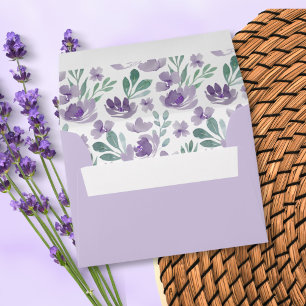 Enveloppe Eucalyptus Rustique Floral Violet Mariage RSVP