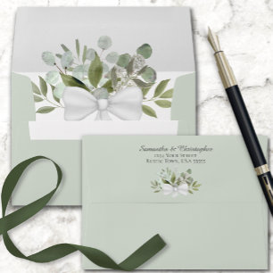 Enveloppe Eucalyptus rustique & Verdure Elégant Mariage Sage