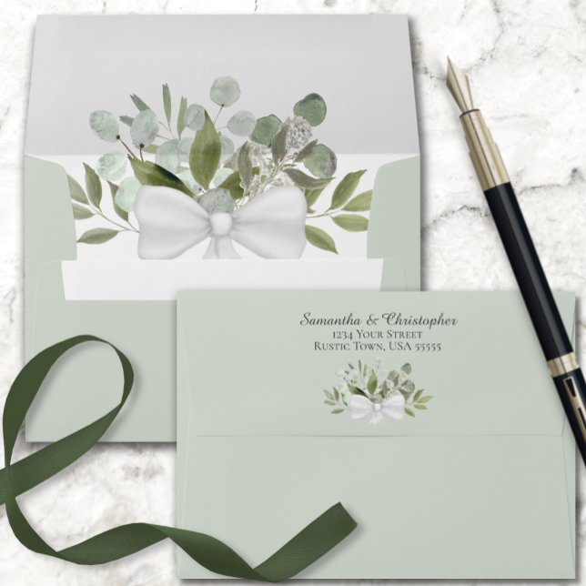 Enveloppe Eucalyptus rustique & Verdure Elégant Mariage Sage (Créateur téléchargé)