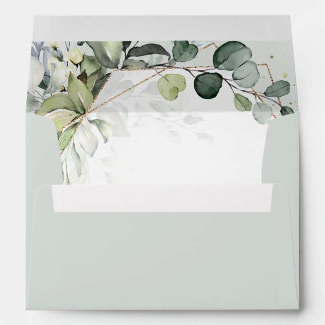 Enveloppe Eucalyptus Sage Verdure Mariage géométrique modern (Dos (Bas))