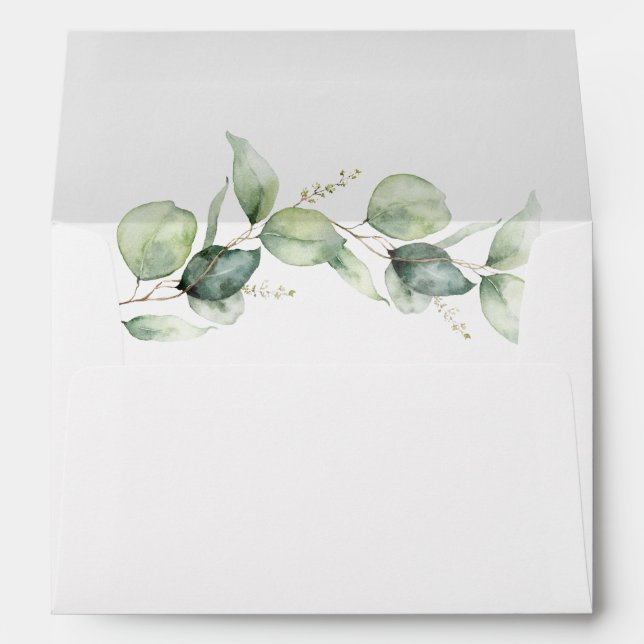Enveloppe Eucalyptus Script Botanique Adresse de retour (Dos (Bas))