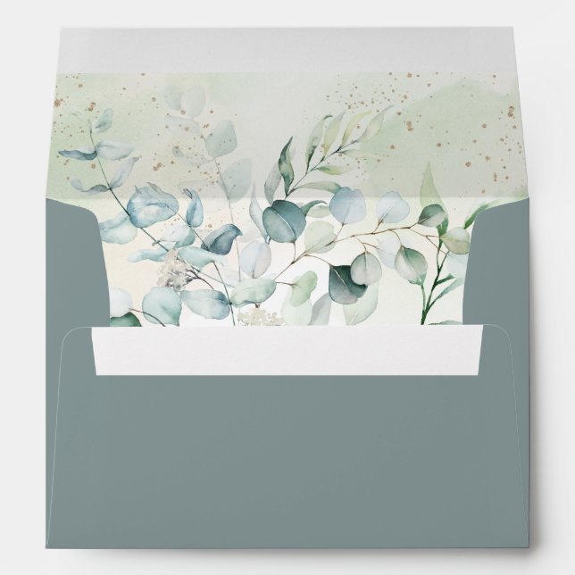 Enveloppe Eucalyptus Verdure Élégant Mariage Vert (Dos (Bas))