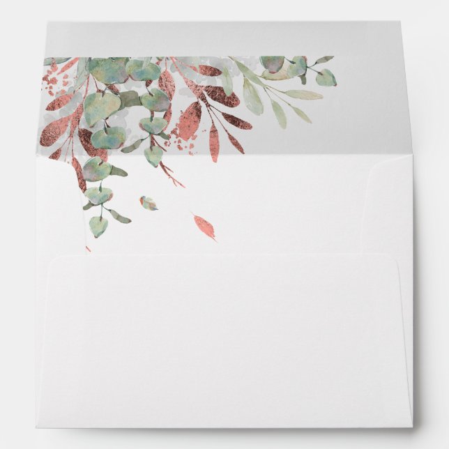 Enveloppe Eucalyptus Verdure et Rose Gold Foliage (Dos (Bas))