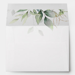 Enveloppe Eucalyptus Verdure Feuilles Dorées Élégantes
