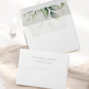 Enveloppe Eucalyptus Verdure Feuilles Dorées Élégantes
