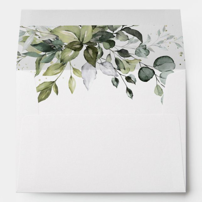 Enveloppe Eucalyptus Vert Blanc Rustique Elégant Mariage (Dos (Bas))