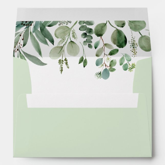 Enveloppe Eucalyptus vert Feuilles avec adresse de retour 5x (Dos (Bas))