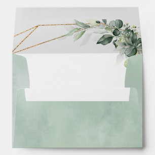 Enveloppe Eucalyptus Vert Mariage géométrique rustique