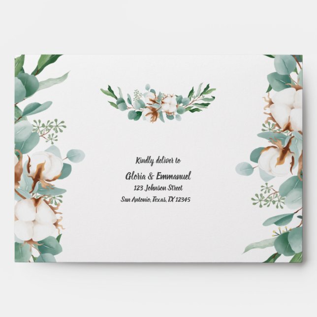 Enveloppe Eucalyptus vertes quittent le Mariage floral (Devant)