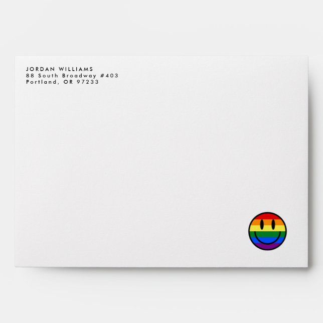 Enveloppe Face souriante arc-en-ciel (Devant)