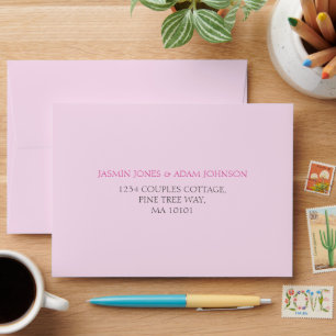 Enveloppe Faire invitation de mariage adressée rose tendre